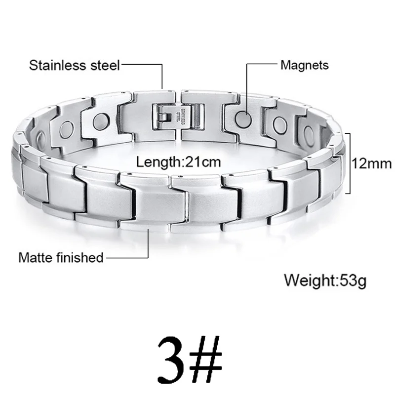 Для женщин и мужчин, забота о здоровье, германий, магнитный браслет для артрита и карпального туннеля, 316L, нержавеющая сталь, терапевтические браслеты - Окраска металла: Silver 3