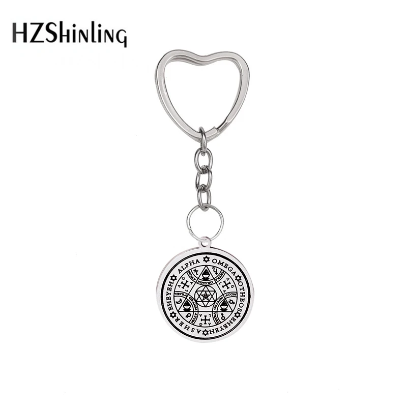 

2019 New Stainless Steel Jewelry Sigil Magic Wicca Pendant Seals Of The Seven Archangels Keychain Wiccas Silver Keychain