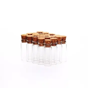 

500pcs/lot 10*28mm1ml Mini Small Glass Bottles with Clear Cork Stopper Tiny Vials Jars Containers Message Weddings Wish Pendant