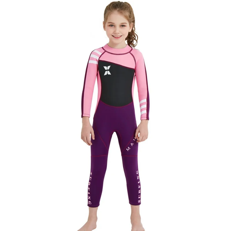 One-piece Girl Siamese warm swimsuit Neoprene Kids Diving Suit Wetsuit children for boys girls Keep Warm Long Sleeves UV protect