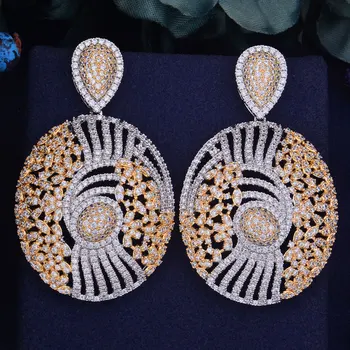 

GODKI 63mm Luxury Trendy Oval Geometry Full Mirco Paved Cubic Zirconia Naija Wedding Women Earring Fashion Jewelry