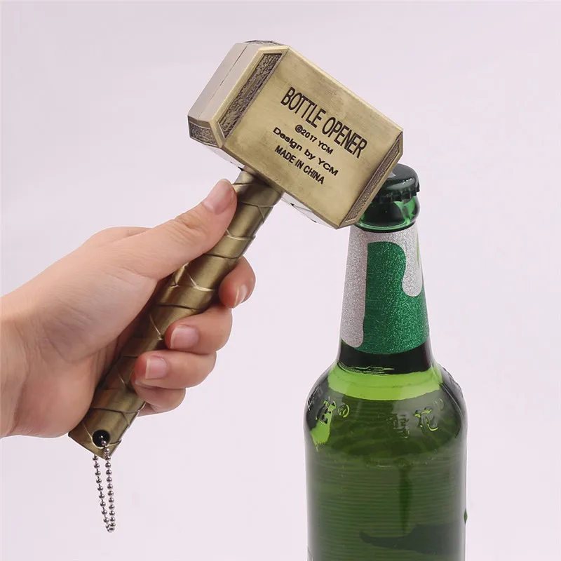 

Avengers Thor Mjolnir Hammer Keychains Bottle Opener Keychain Functional Kitchen Tool For Men Jewelry Cosplay Keyring 202g