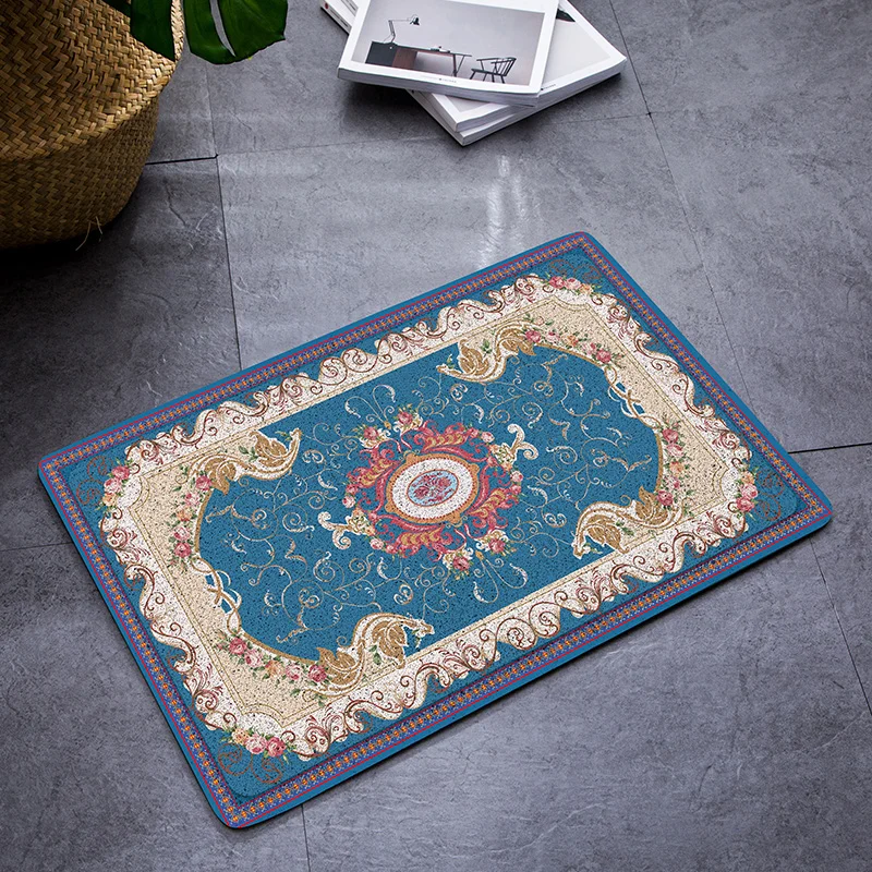

European retro style Entrance hall carpet PVC wire loop mat INS garden Door mat Living room floor mat bathroom non-slip rug