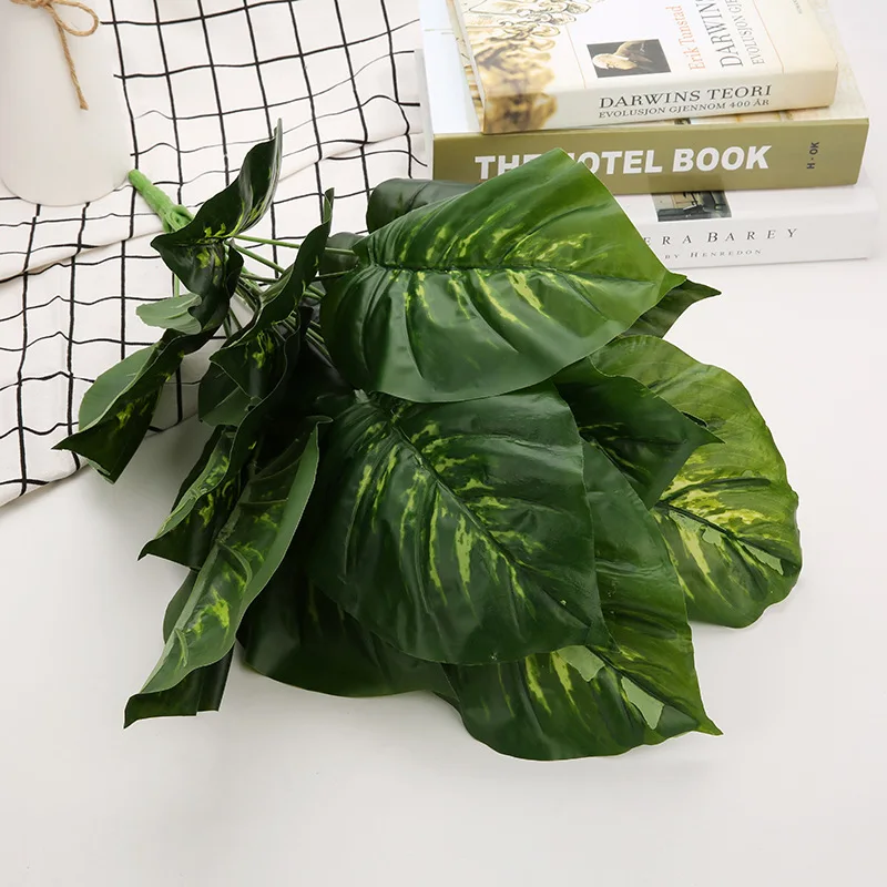 

57cm 18 heads high artificial drip guanyin leaves bonsai similar flower film Large Leaf Green plant