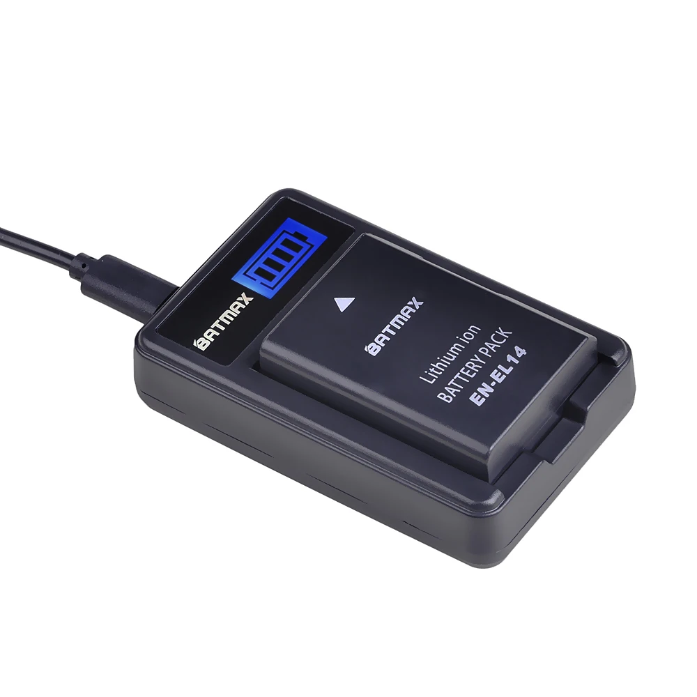 

Batmax 1Pc EN-EL14 EN-EL14A Camera Battery+LCD USB Charger for Nikon D3100 D3200 D3300 D3400 D3500 D5600 D5100 D5200 P7000