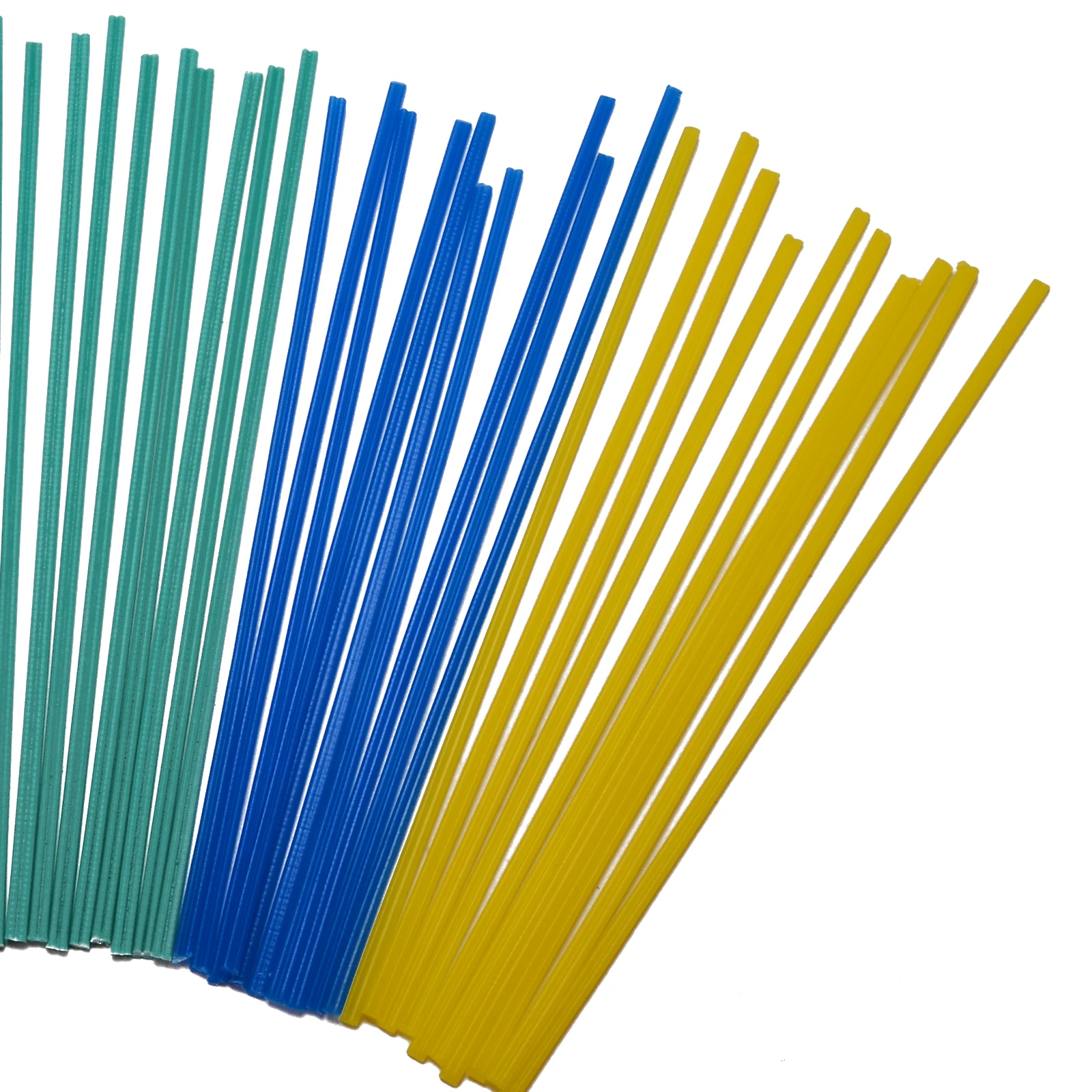 50pcs Non-toxic Plastic Welding Rods Low Density Welder Sticks 5 Color Blue/White/Yellow/Red/Green with Corrosion Resistance