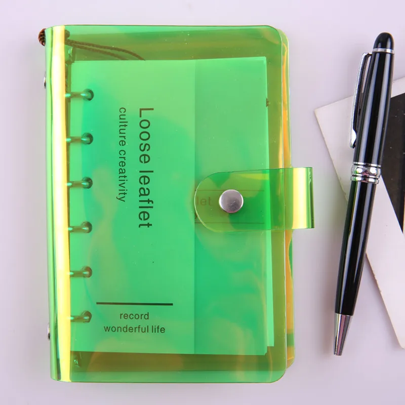 Лазерный ослепляющий ПВХ спиральный блокнот на подкладке, в горошек, пустая сетка, бумажный дневник, альбом для рисования, школьные принадлежности, канцелярский магазин - Цвет: M-green