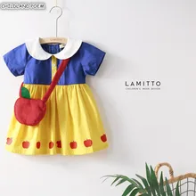 Платье для девочек коллекция года; сезон весна-лето; платье для маленьких девочек хлопковый костюм принцессы Белоснежки праздничное платье для первого дня рождения Детские платья для девочек