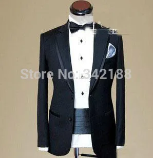 

Latest Style BUY Free Shipping!!Custom made men suit,black wool mens wedding suit,double collar mens tuxedos(jacket+pants+tiewed