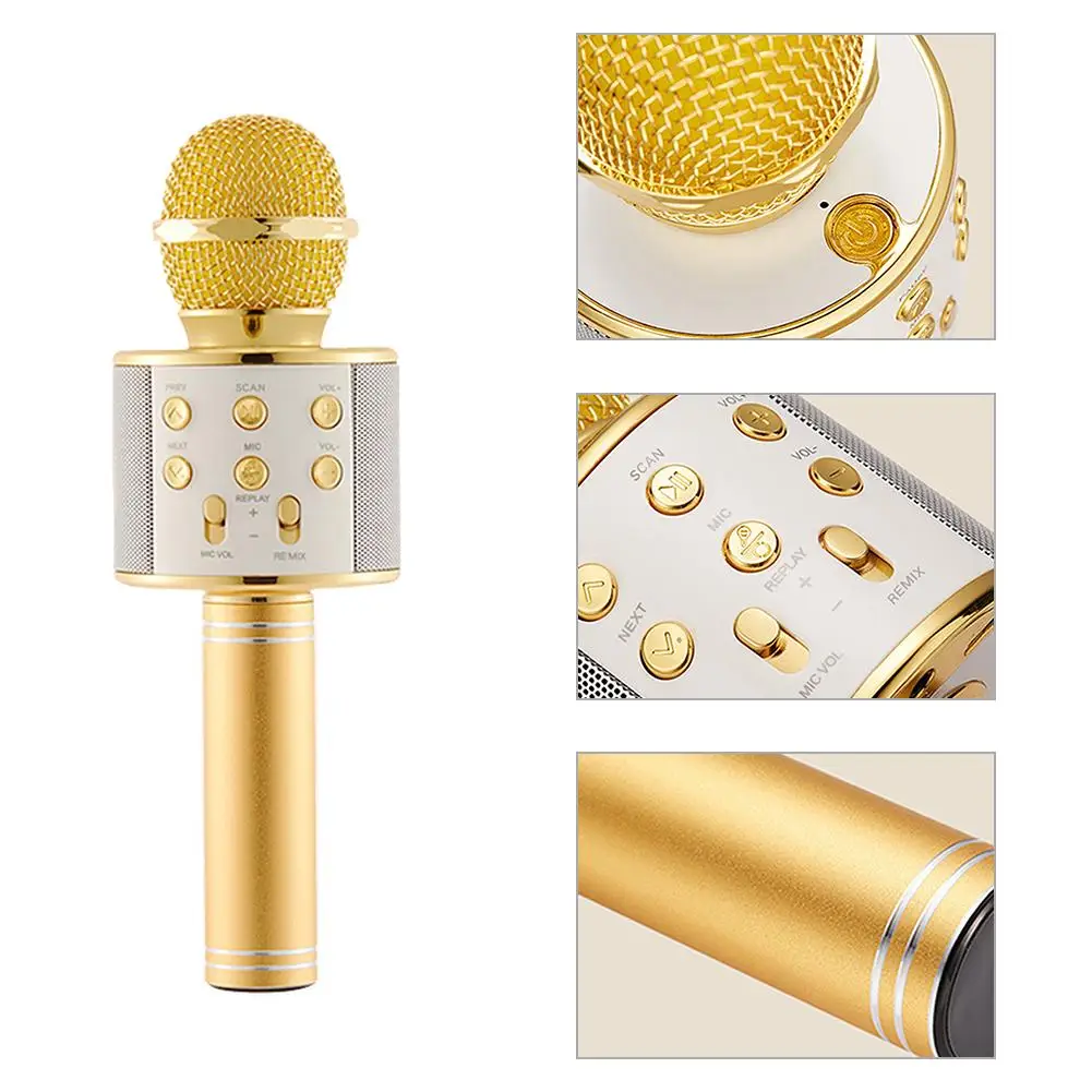 Профессиональный Bluetooth беспроводной микрофон динамик ручной микрофон караоке микрофон музыкальный плеер для вокала, с рекордером KTV микрофон