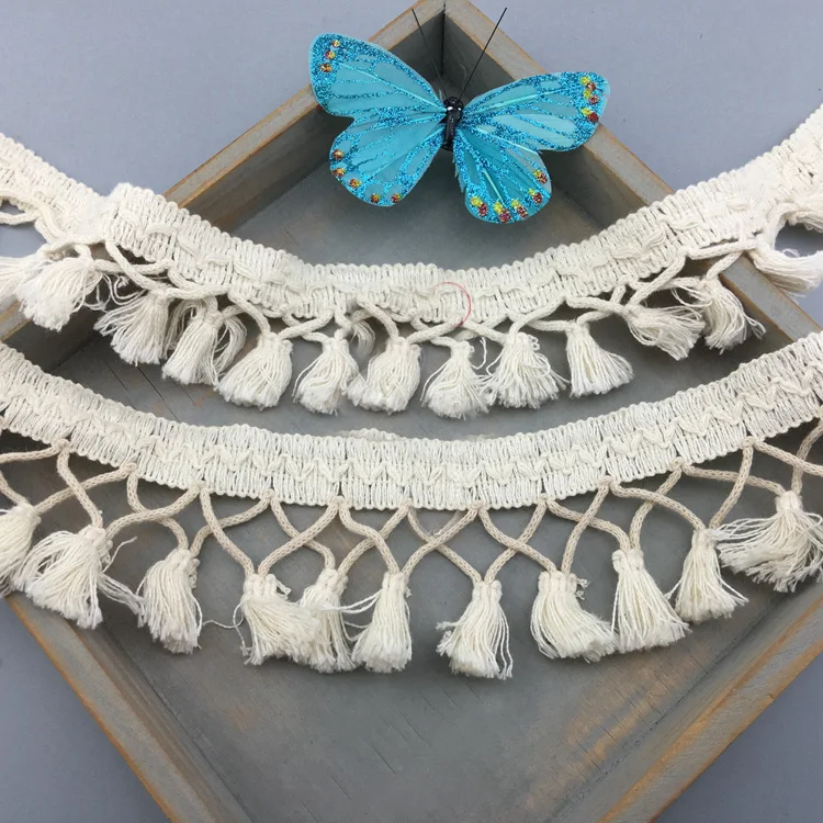 5 yard 5 7cm wide light beige cotton tassel fringe tapes lace trim