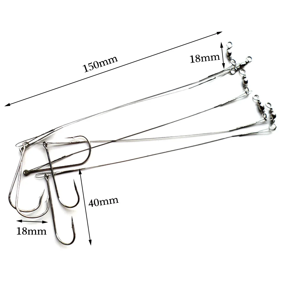 20 Pcs/lot 20CM Anti Bite Stainless Steel Wire Leader Fishing Line With Hook Swivel Accessory Leadcore Leashes A110