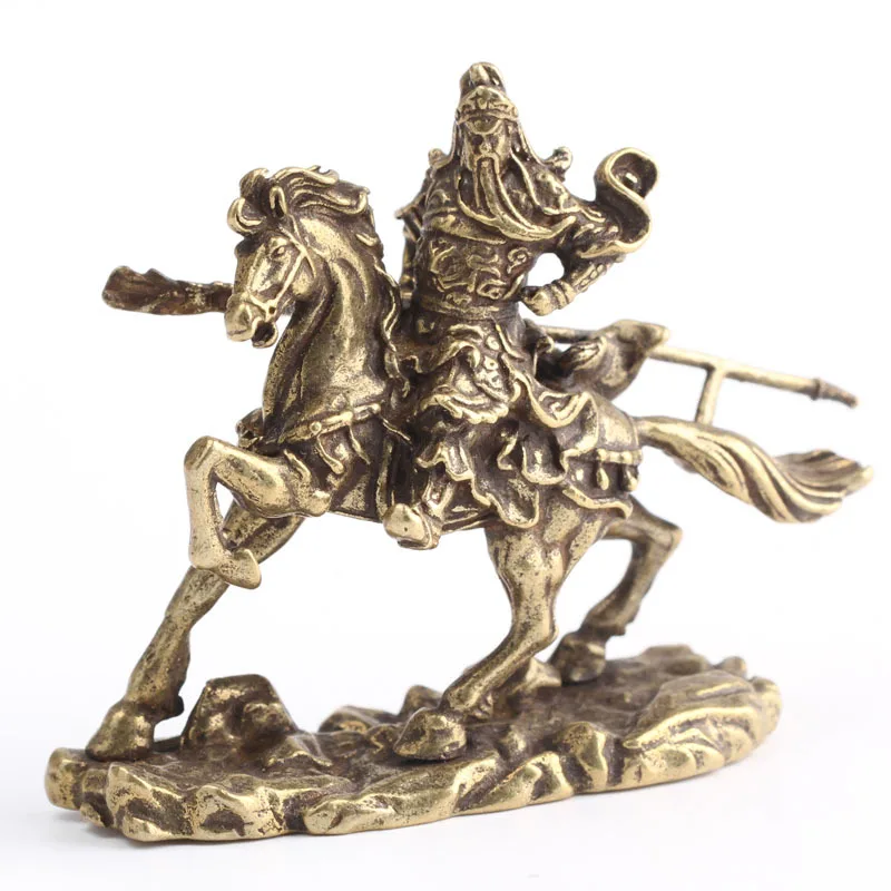 

Brass Riding Guan Gong Decoration Bronze Statue Wucai God Guan Yu Dadao Guan Erye Statue Office Buddha Decoration Desk