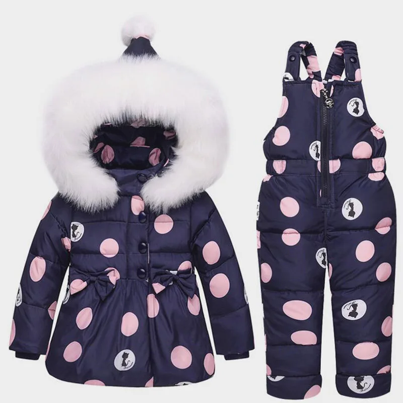 

BibiCola 2018 kids girls winter clothing suit children down parkas thick cotton thermal for bebe girls hooded clothes sets