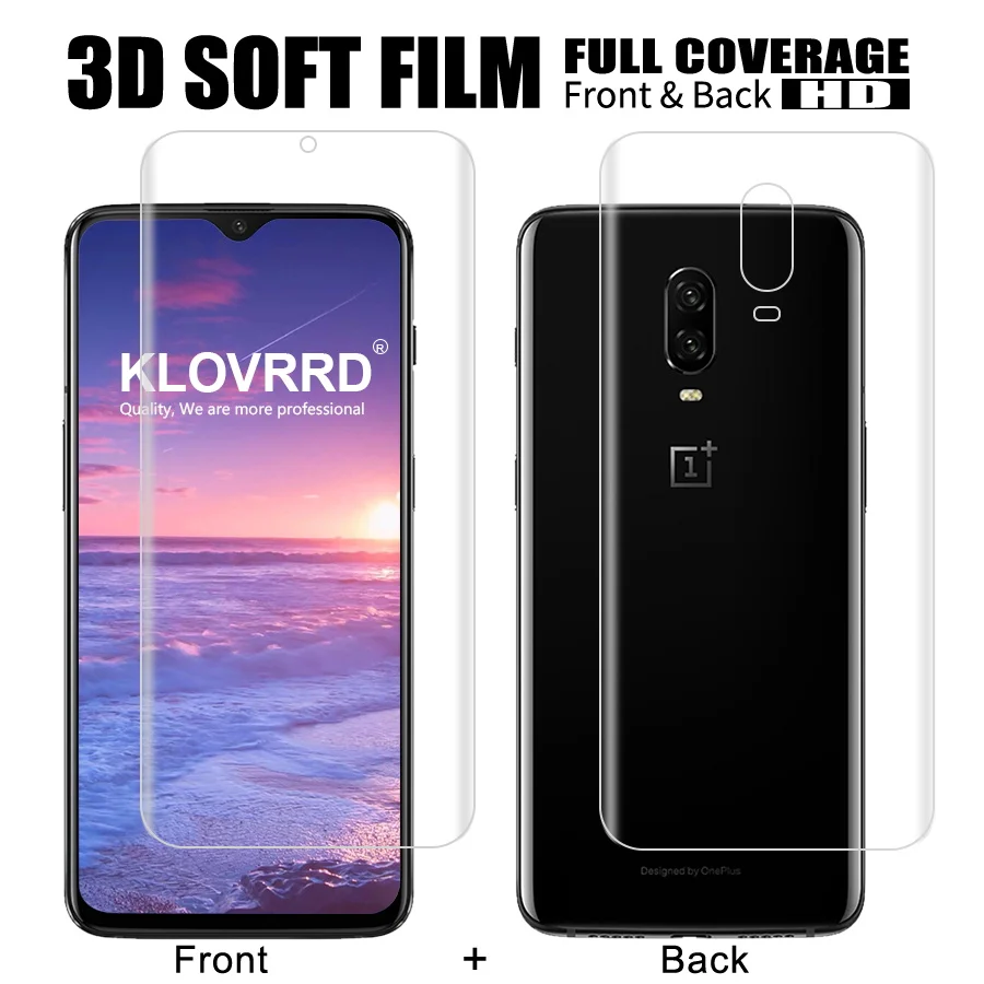 

2Pcs Front + Back Soft Silicone Hydrogel Sticker Film For Oneplus 7 Pro 6 6t Screen Full Cover Protector For One Plus 7 Pro 5 5t
