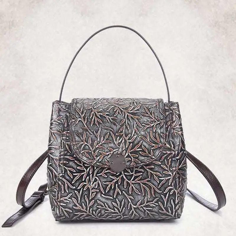 

New style of embossing and brushing fashionable temperament cowhide one-shoulder sloping handbag leisure women's bag