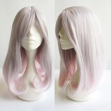 Аниме Косплей волосы 45 см смешанный розовый Омбре короткие синтетические волнистые челки парик термостойкие+ парик cap H762375