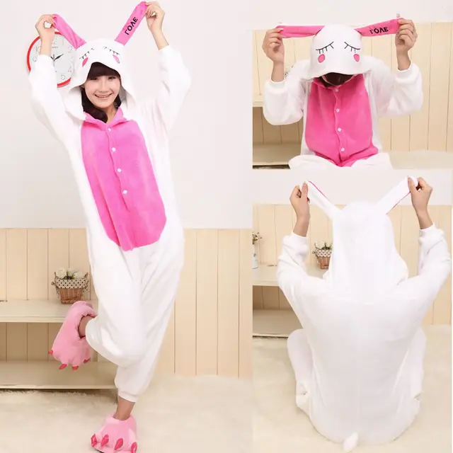 Flannel cute footed Cosplay Pajama Sets Women Couple Clothes Family