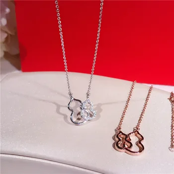 

2019 New Arrival Fashion Simple Designer Sparkling Gourd Shape Pendant Pure 925 Sterling Silver Women Chain Necklace