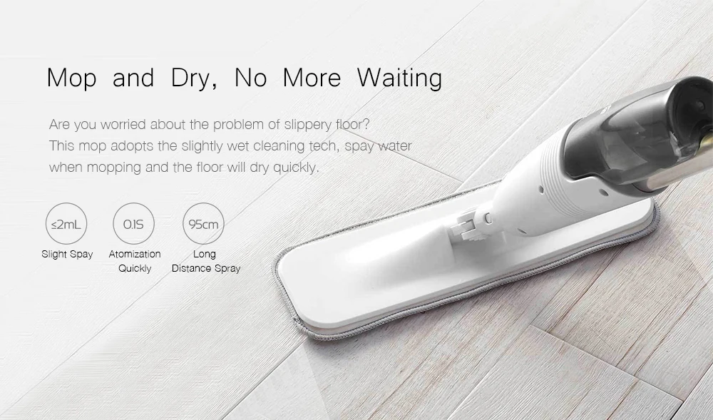 Xiaomi Deerma Швабра распыления воды уборочная машина для пола углеродное волокно пыли швабры 360 Вращающийся стержень 350 мл бак восковая Швабра