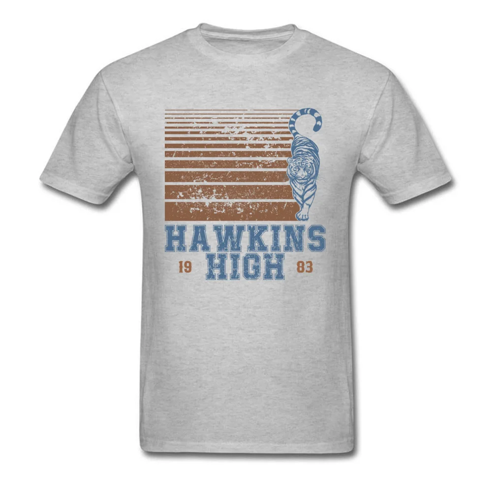 Unique Tshirts Crazy Short Sleeve Special Round Collar 100% Cotton Fabric Tops & Tees Casual Tees for Male ostern Day Hawkins High school class of 1983 grey