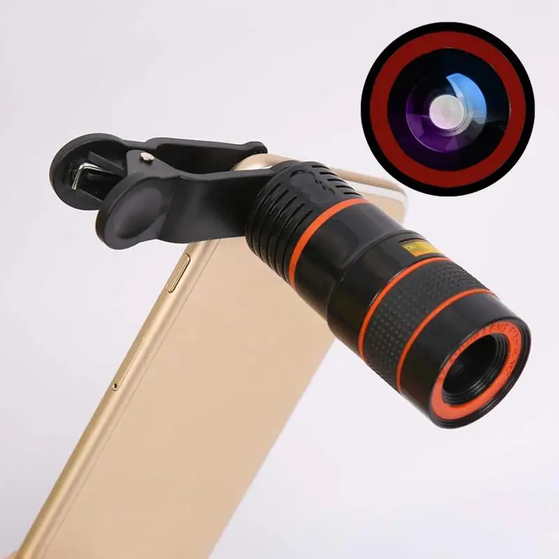 NEW Universal 8X Zoom Telescope Lens Magnifier Clip On Binocular Photography for Cellphone SmartPhone Black | Мобильные телефоны и