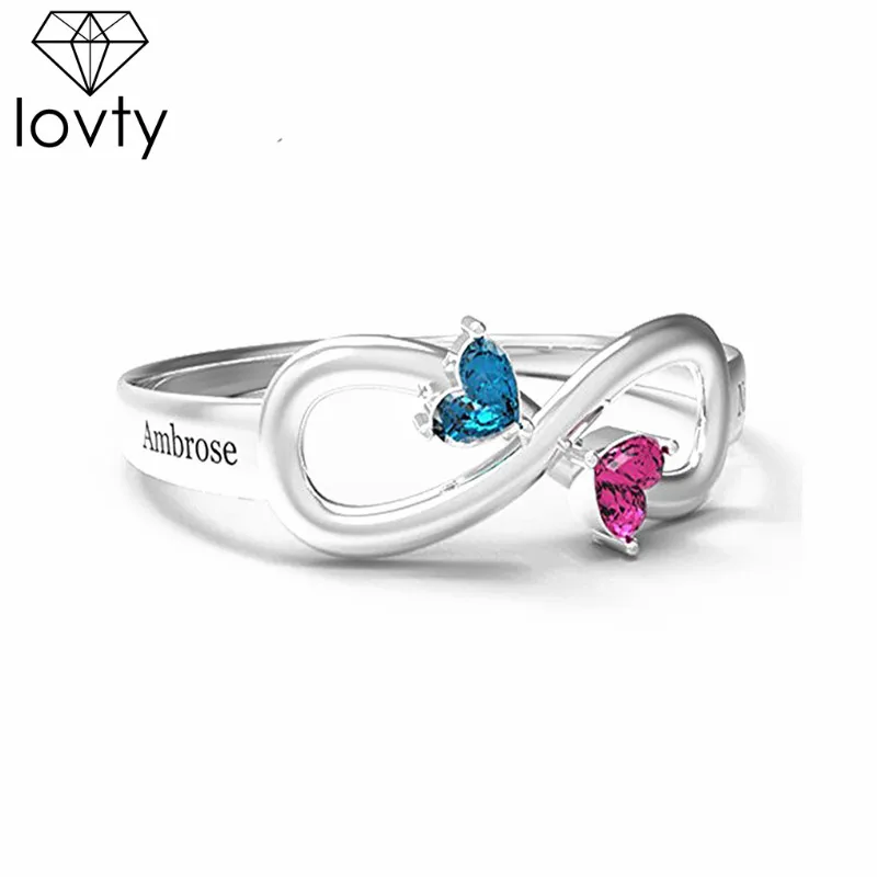 

lovty Women Knot Engagement Rings Custom Name Birthstones Promise Ring 2019 New Fashion Jewelry Dropshipping anillos mujer