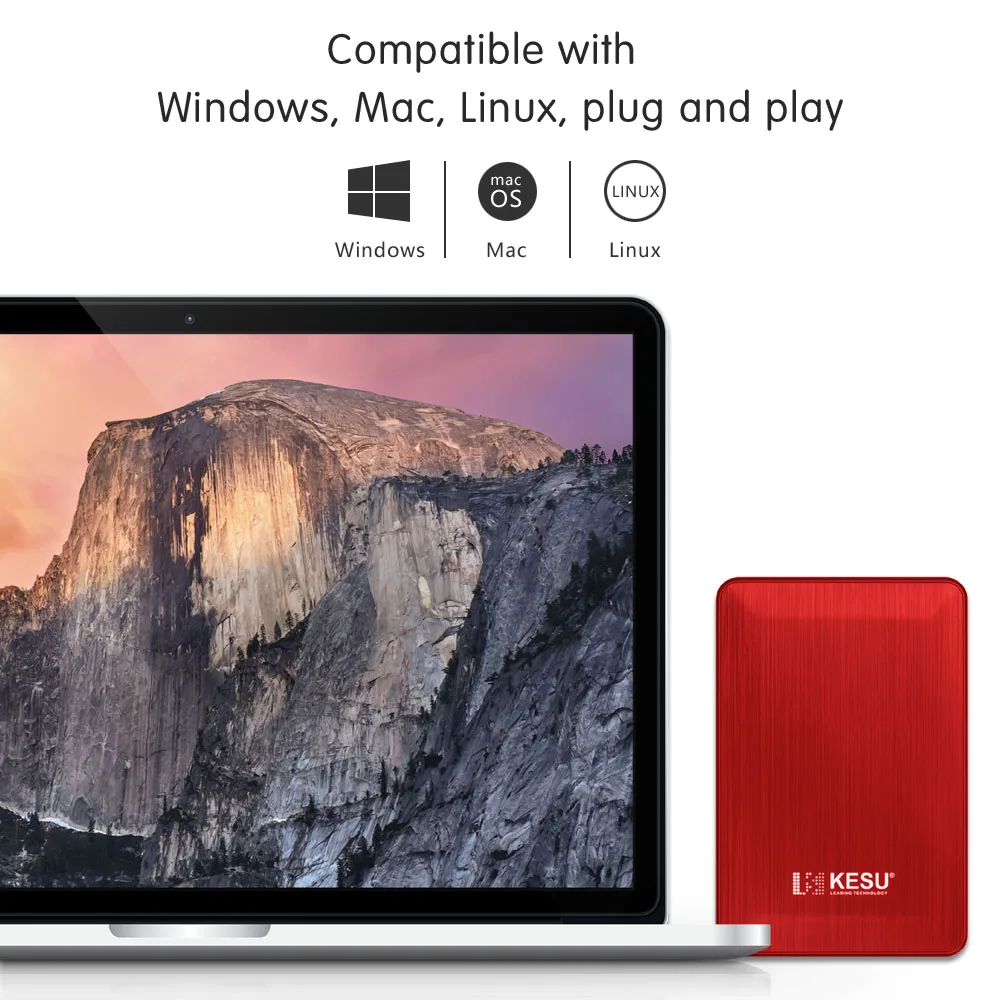 KESU 2.5'' External Hard Drive Disk USB3.0 HDD 1TB 2TB Portable HDD Storage for PC, Mac,Tablet, Xbox, PS4,TV,TV box 4 Color