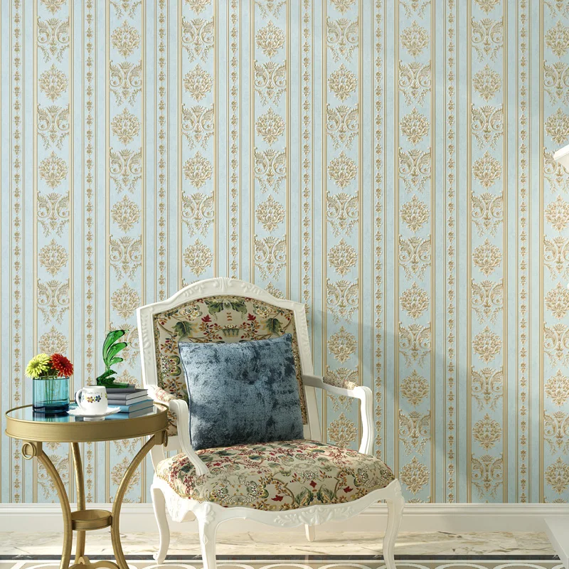 

New Elegant European Damascus Stripe Wallpaper 3d Livingroom Bedroom Decor Wallpapers Roll Unique Space House Decoration QZ132