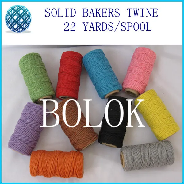 

10 color Solid baker twine,plain cotton twine 40pcs/lot (22yards/spool) 2mm 12 ply DIY twine wholesales