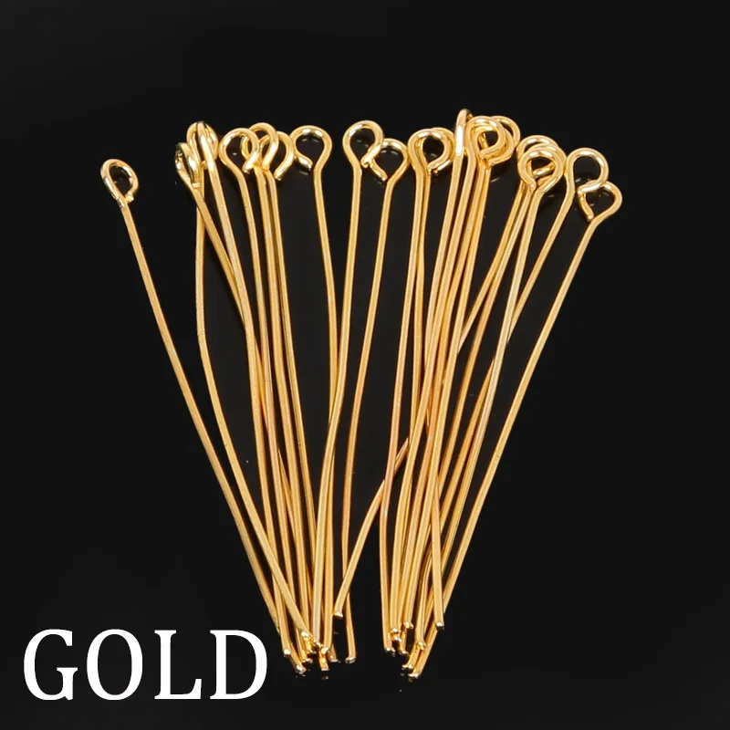 200pcs Rhodium Gold Silver Eye Head Pins 16 20 25 30 35 40 45 50 mm Eye Pins Findings For Diy Jewelry Making Jewelry Accessories Jewelry Findings