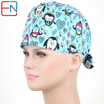 

Hennar Women Print Surgical Caps Mask 100% Cotton Medical Caps Adjustable Dentists Surgical Hats Masks