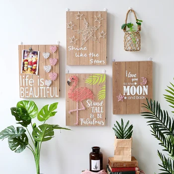 

Flamingo decoration home girl room wall decoration pendant wood board bedroom wall decoration
