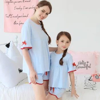 

Summer Children Pajama Sets Big Girls 100% Cotton Sleepwear 2pcs Leisure Wear Thin Causal Clothing Princess Bedgown High Quality