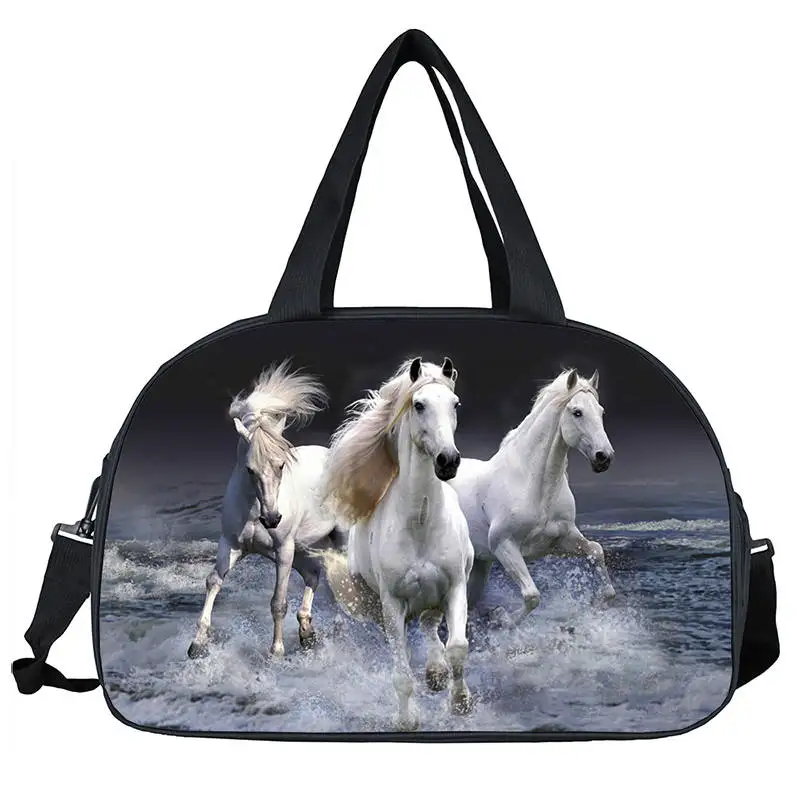 

Horse Large Travel Duffle Bags Animal Print Portable Women Handbags Casual Men Travel Bag for Suit 3D Foldable Bag Trip Carry-on