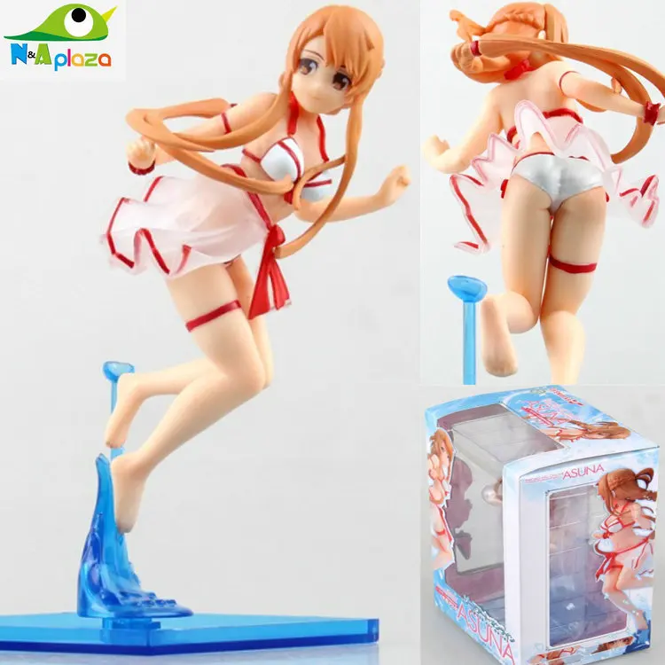 Anime SAO Sword Art Online II Asuna 1/10  scale Bikini Surfing Ver. PVC Action Sexy Figure Model Doll Toy 17CM Free Shipping BOX