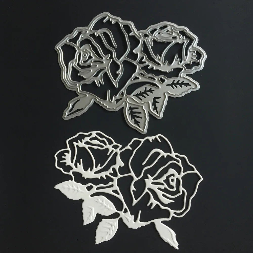 

Ufurty 2Pcs Rose Frame Metal Cutting Dies Craft DIY Scrapbooking Die Cut Embossing Stamps New 2018 Stencil Template