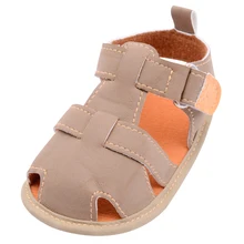 CHICHIMAO/Модная однотонная обувь для новорожденных мальчиков с мягкой подошвой, летние однотонные Нескользящие сандалии из искусственной кожи