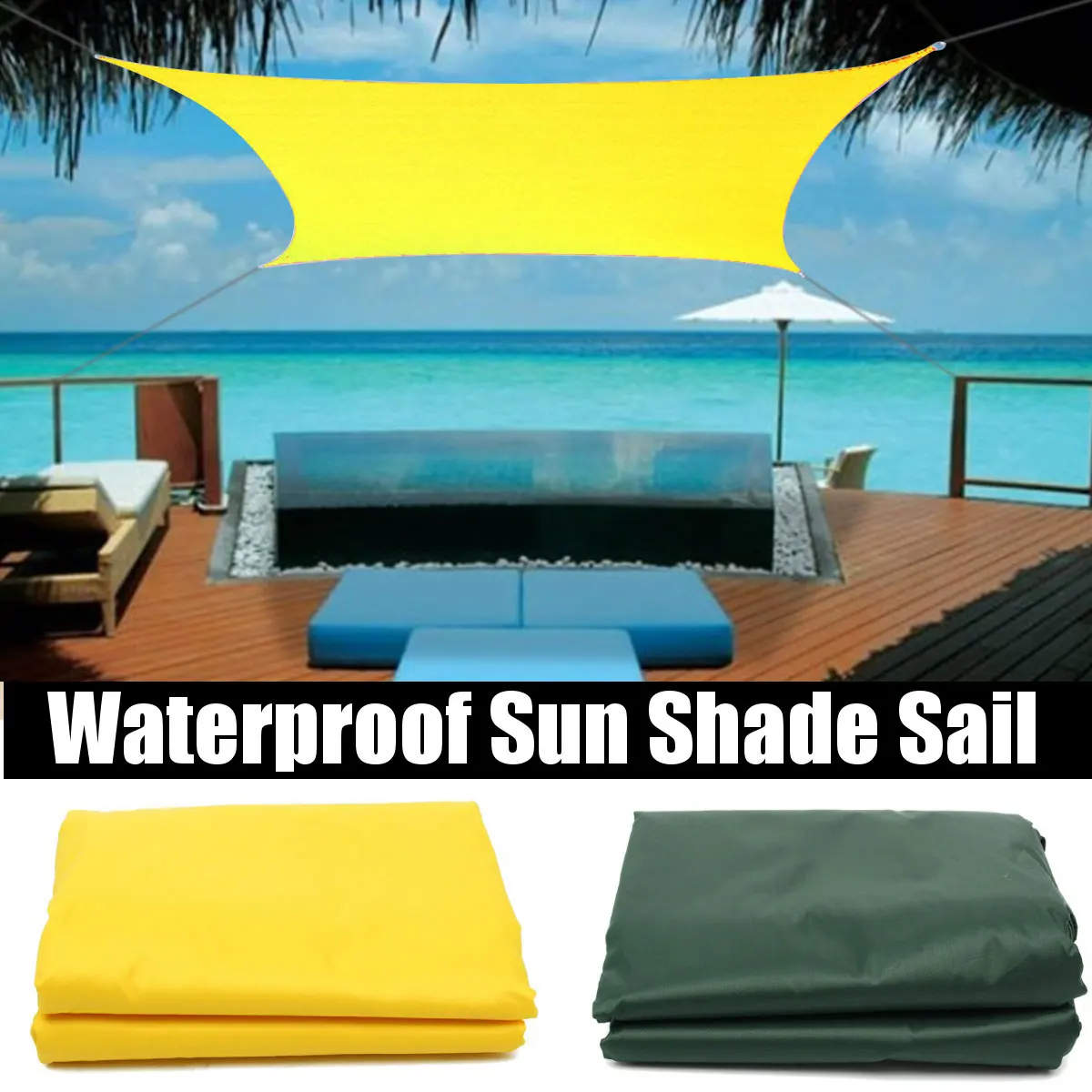 

3x4m/9.8x13ft Super Large Shade Sail Net Cloth Outdoor Swimming Pool UV Protection Waterproof Sun Shade Sail Canopy Home Garden