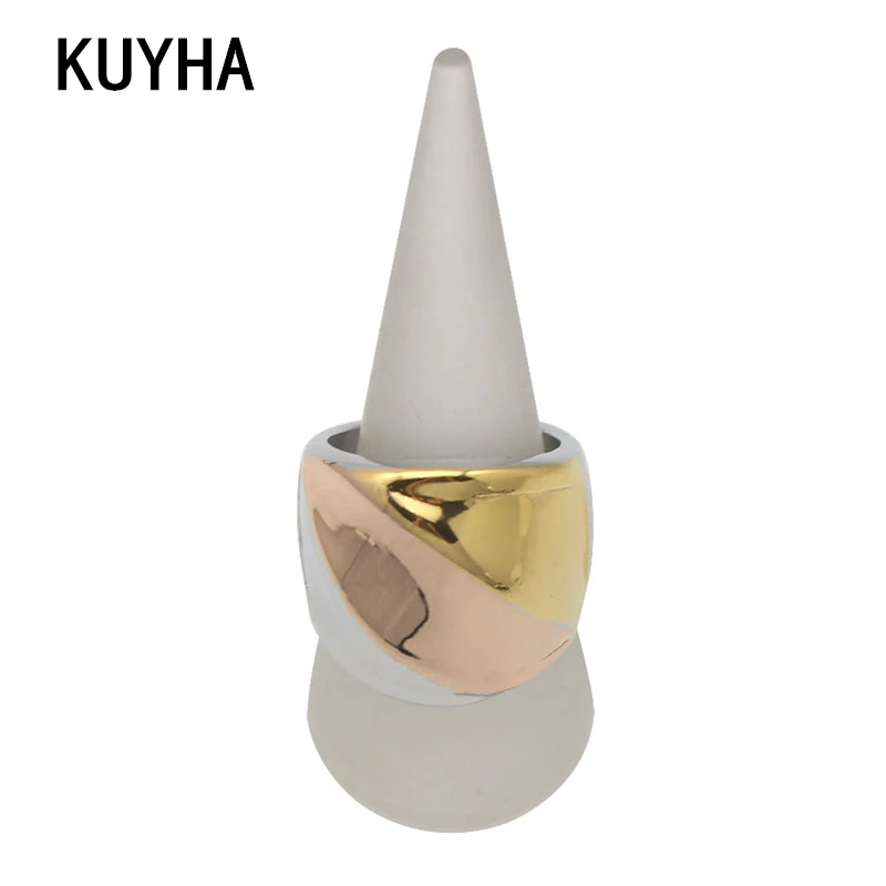 

Charm Mix-color Rings For Women Fashion Irregular Ring Simple Design Stainless Steel Wedding Finger Jewelry