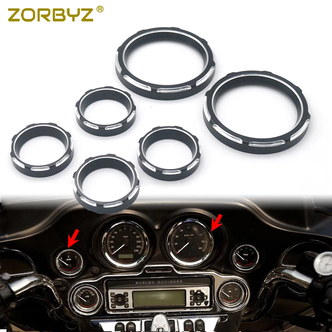 ZORBYZ Black CNC Aluminum Edge Cut Speedometer Tachometer Ring Cover For Harley Electra Glide Street Road 1996-2013 | Автомобили и