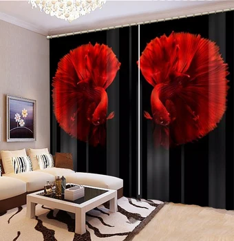 

3d Curtain Beautiful Red Goldfish Tail Like Fan 3d Animal Curtain Realistic Animal Experiment Curtain