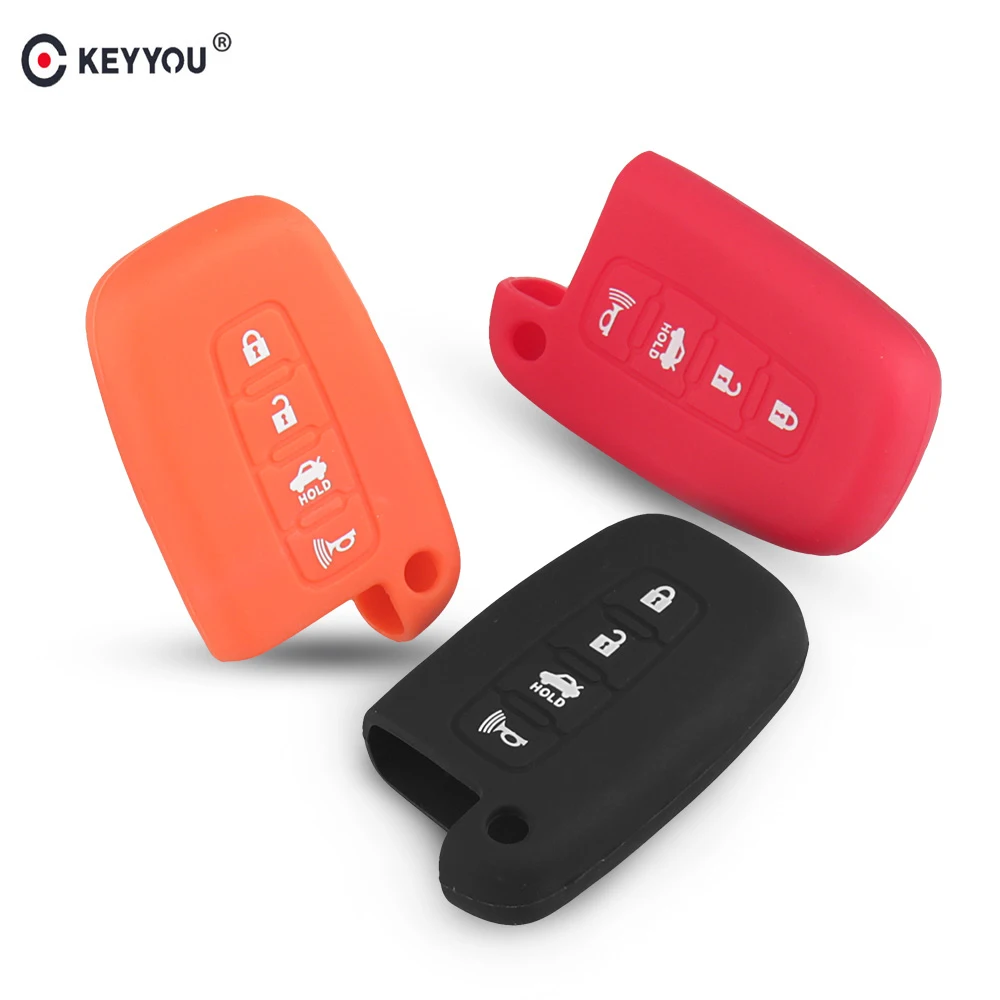 

KEYYOU Silicone Cover Key Case For HYUNDAI Elantra Sonata Veloster for Kia Soul Sportage Car Remote Smart Fob Cover 4 Buttons