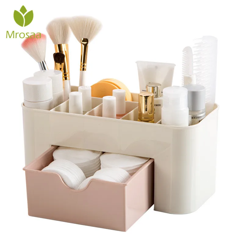 

Mrosaa Solid Color Plastic Desktop Cosmetic Storage Box Home Multi-function Finishing Jewelry Storage Box