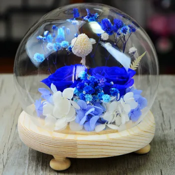 

Diameter=12cm Preserved Flower Glass Dome Set Log Base Glass Dome Wood Base Home Decoration Friend Gift Wedding Decoration