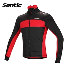 Santic Winter Cycling Jacket Long Sleeve Fleece Men Windproof Warmer Thermal Red&Green Bicycle Jacket Clothing M-4XL M5C01059