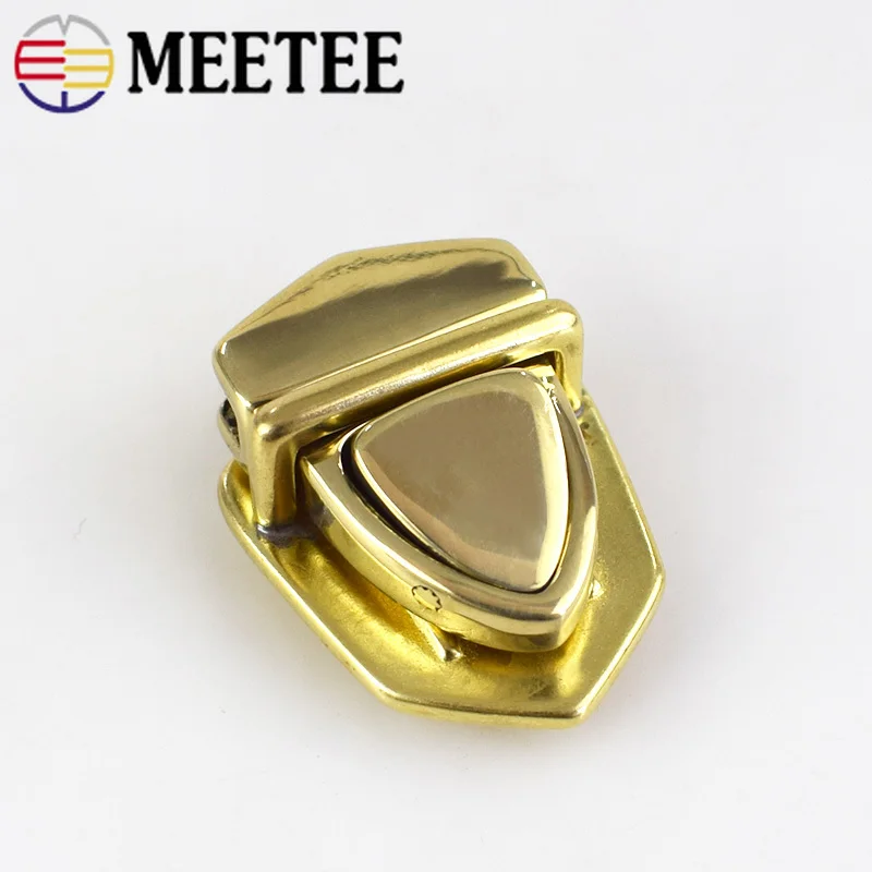 Meetee 1/2/5 шт 34x25 мм латунный замок с язычком застежка поворотным переключателем