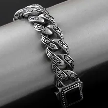 Ретро Байкер Bling звено цепи мужские 316L нержавеющая сталь черный циркон браслет