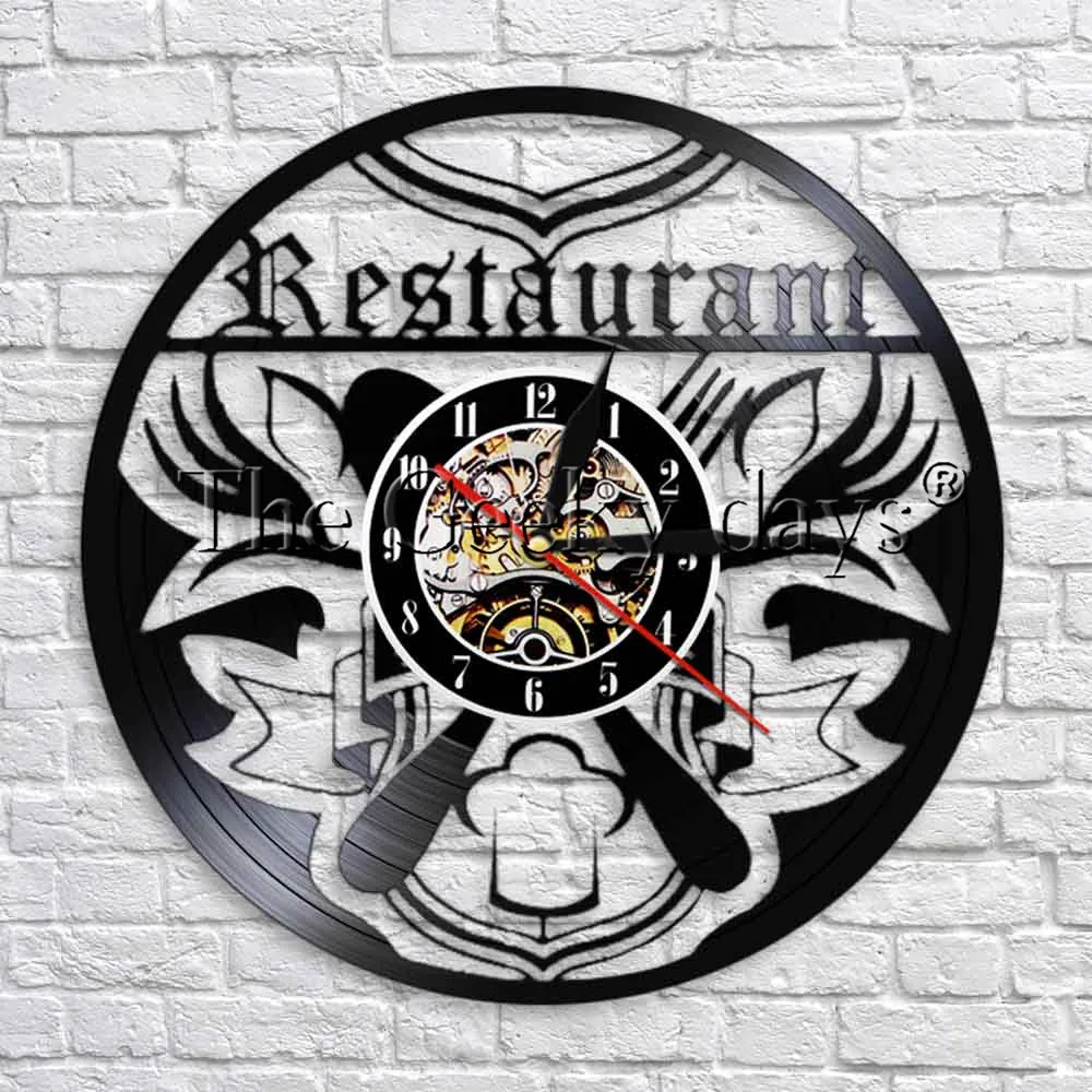 Ресторан виниловых пластинок 3D настенные часы ручной работы Винтаж учета рабочего времени Кухня настенные часы уникальное украшение для ресторана