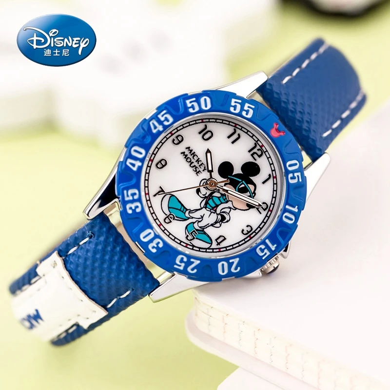 Children Sports Mickey mouse cartoon watch Boy blue black color handsome cool watches Ball skate game Disney fitness dream 14032